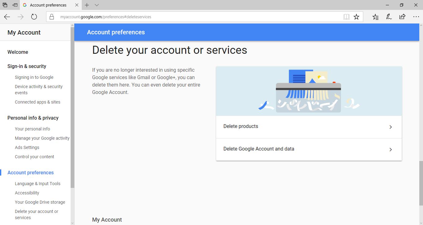 Delete Google Account and Data